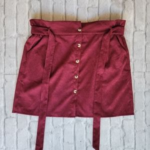 Shein Size 3X Corduroy skirt with buttons and tie belt Burgundy color